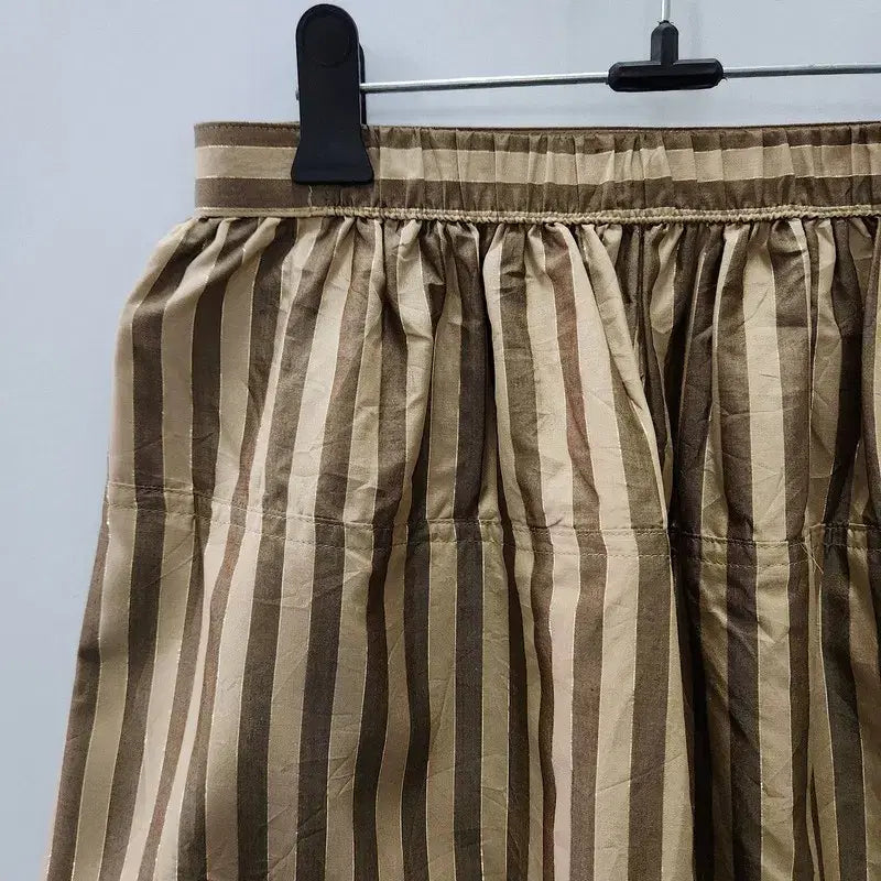 [BUNJANG] Vintage Kitsch Glitter Stripe Brown Long Skirt (Made in Japan) / 빈티지 키치 글리터 스트라이프 브라운 롱스커트 MADE IN JAPAN