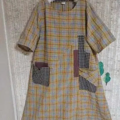 [BUNJANG] Checkered Pocket Short Sleeve Dress / 체크 패턴 포켓 반팔 원피스