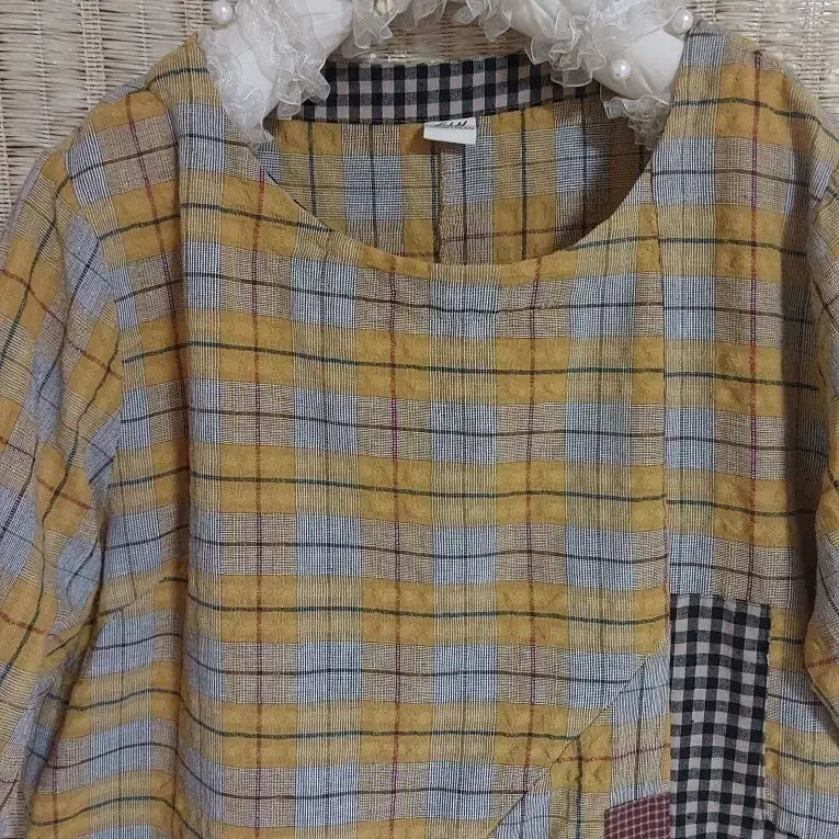 [BUNJANG] Checkered Pocket Short Sleeve Dress / 체크 패턴 포켓 반팔 원피스