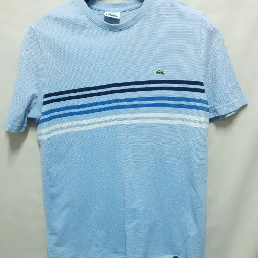 [BUNJANG] Lacoste Striped Short Sleeve T-Shirt Blue / 라코스테 스트라이프 반팔 티셔츠 하늘색