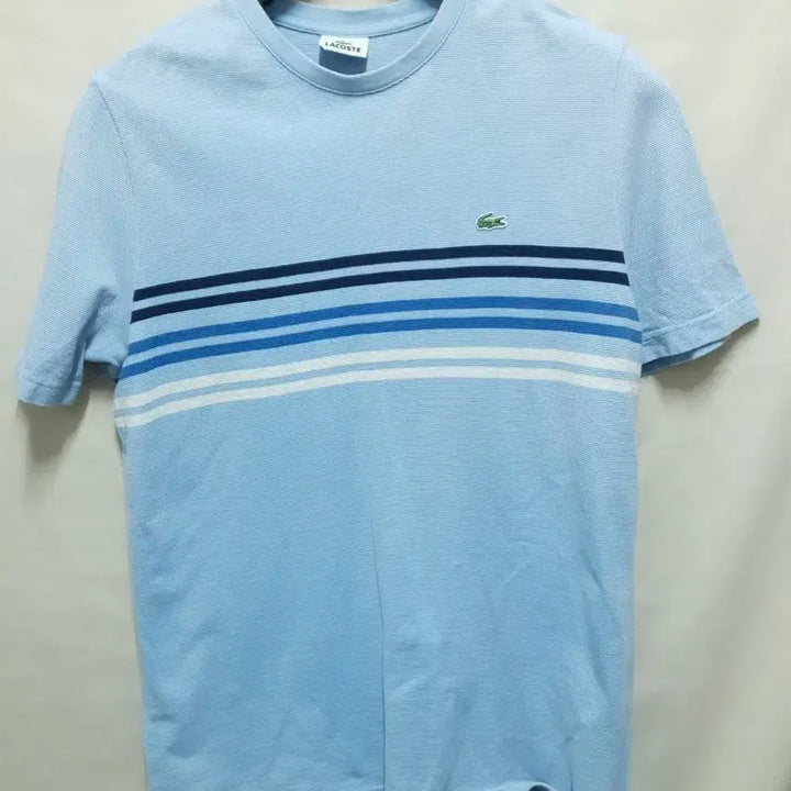 [BUNJANG] Lacoste Striped Short Sleeve T-Shirt Blue / 라코스테 스트라이프 반팔 티셔츠 하늘색