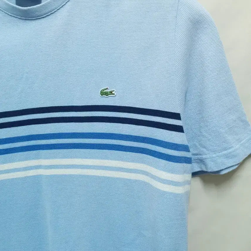 [BUNJANG] Lacoste Striped Short Sleeve T-Shirt Blue / 라코스테 스트라이프 반팔 티셔츠 하늘색