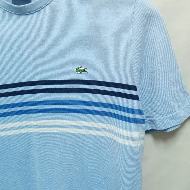 [BUNJANG] Lacoste Striped Short Sleeve T-Shirt Blue / 라코스테 스트라이프 반팔 티셔츠 하늘색
