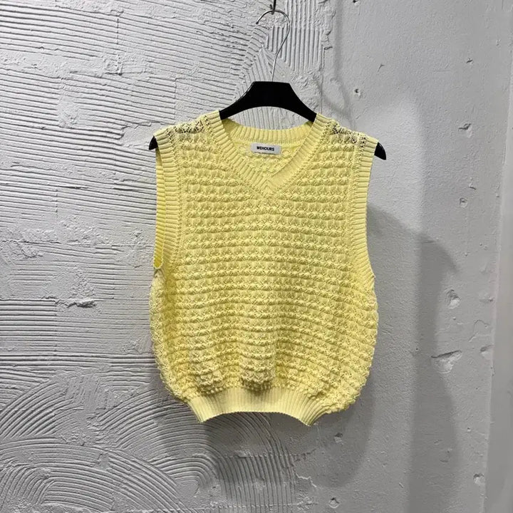 [BUNJANG] We Are Fewer Yellow Knit Vest / 위아워스 노랑 니트 베스트