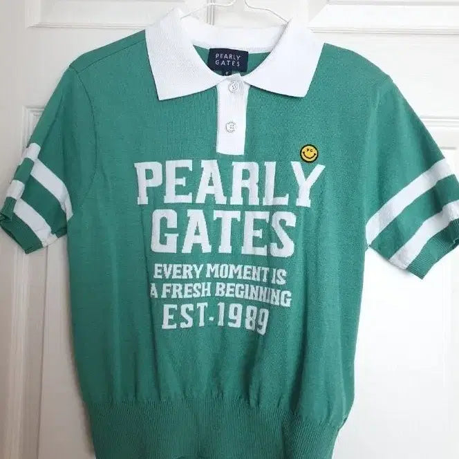 [BUNJANG] Pearly Gates Green Short-Sleeve Polo Knit Top / PEARLY GATES 그린 반팔 카라 니트티