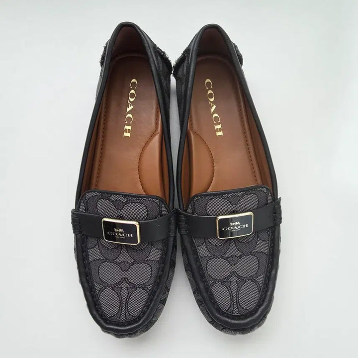 [BUNJANG] Coach Signature Jacquard Mona Driver Loafers Smoke Coral Black Size 240 / [240]코치 시그니처 자카드 모나 드라이버 로퍼