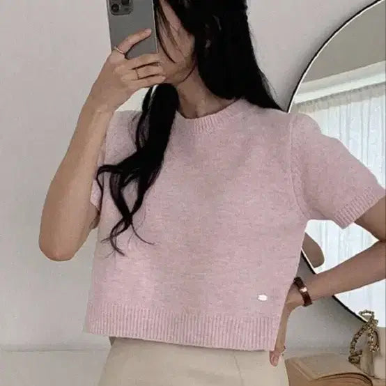[BUNJANG] Lilac Short Sleeve Knit Sweater / 새상품! 라일락 반팔 니트 스웨터