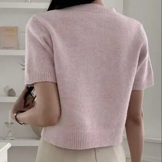 [BUNJANG] Lilac Short Sleeve Knit Sweater / 새상품! 라일락 반팔 니트 스웨터