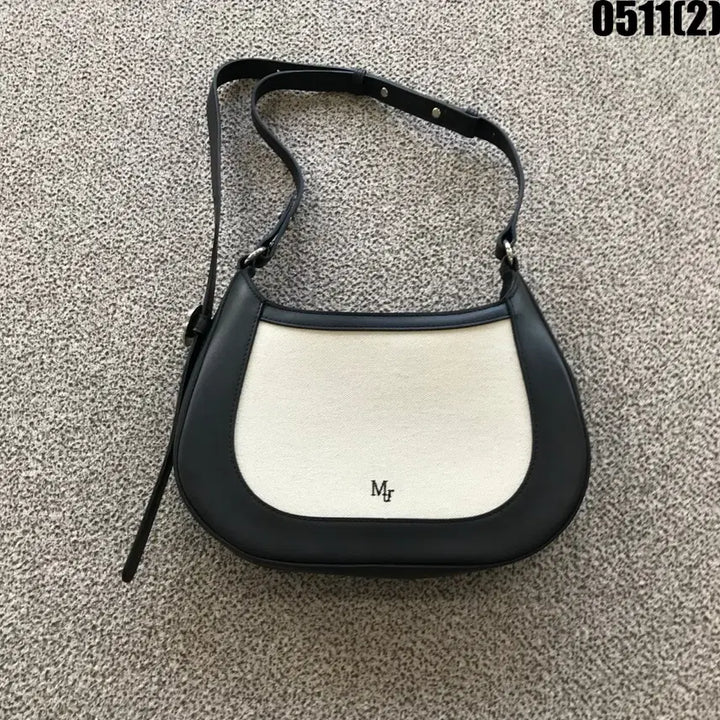 [BUNJANG] Mur Black Shoulder Bag Ivory Canvas / Mur 블랙 숄더백 아이보리 캔버스