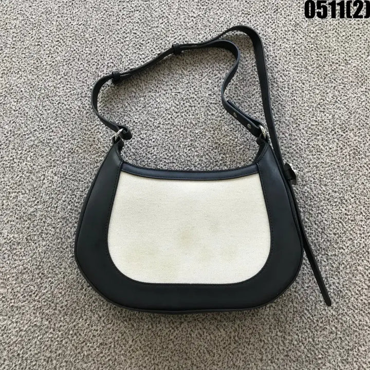 [BUNJANG] Mur Black Shoulder Bag Ivory Canvas / Mur 블랙 숄더백 아이보리 캔버스