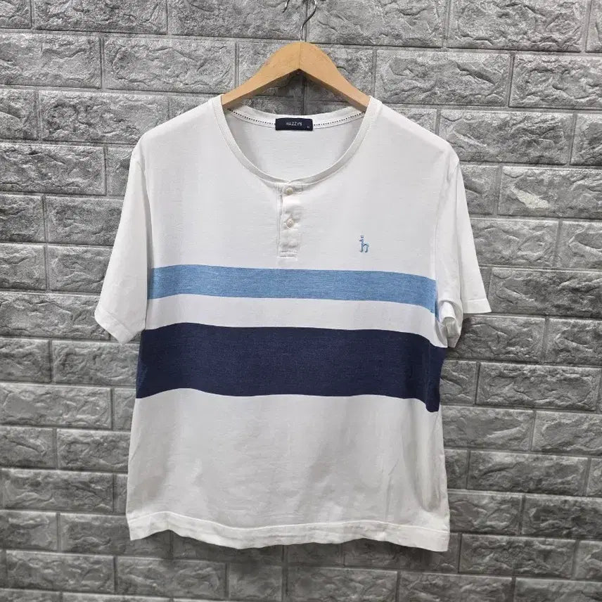 [BUNJANG] Hazzys White Stripe Short Sleeve T-Shirt Size 110 / 헤지스 화이트 스트라이프 반팔 티셔츠  사이즈 110
