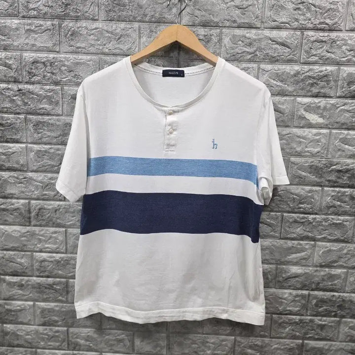 [BUNJANG] Hazzys White Stripe Short Sleeve T-Shirt Size 110 / 헤지스 화이트 스트라이프 반팔 티셔츠  사이즈 110
