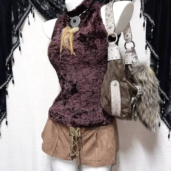 [BUNJANG] Onē Gyaru Halterneck Sheer Vest Punk Y2K Shibuya / 오네갸루 홀터넥 퍼나시 슬리브리스 펑크 y2k 와투케 00 시부야 핀터