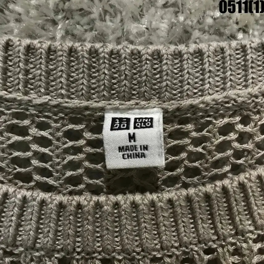 [BUNJANG] Uniqlo Beige Mesh Knit Long Sleeve T-Shirt (M) / 유니클로 베이지색 망사 니트 긴팔티 m