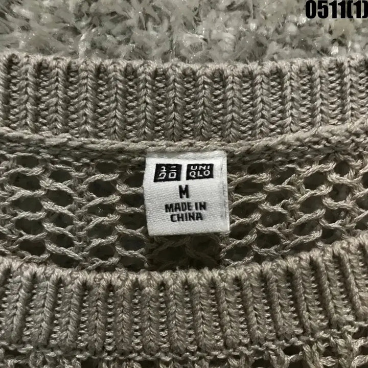 [BUNJANG] Uniqlo Beige Mesh Knit Long Sleeve T-Shirt (M) / 유니클로 베이지색 망사 니트 긴팔티 m
