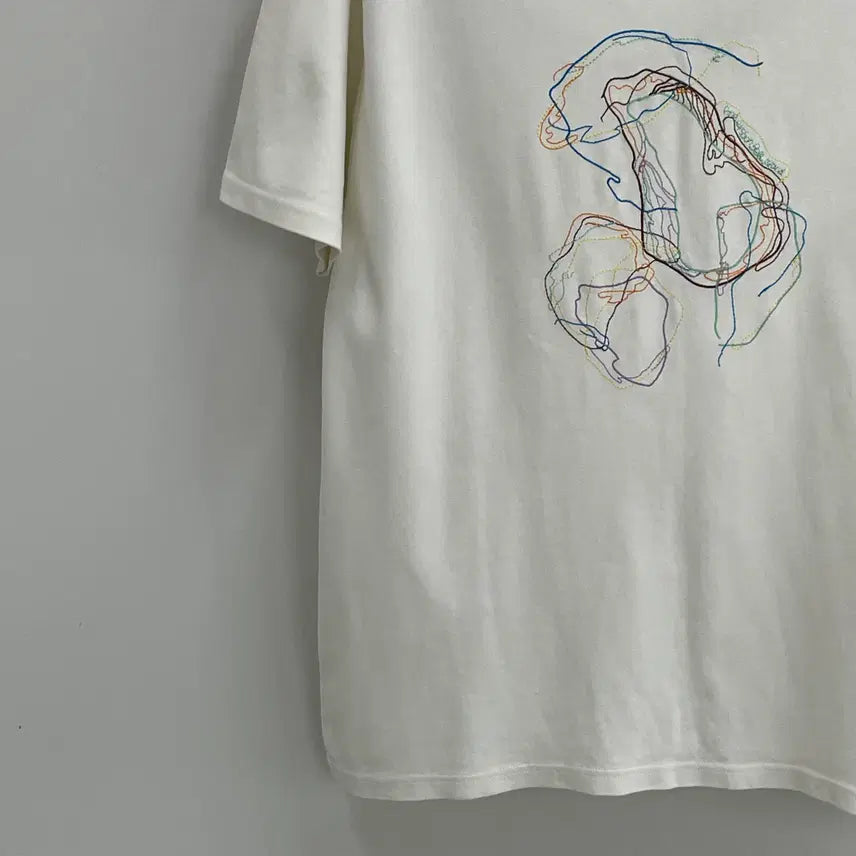 [BUNJANG] Andersson Bell Unisex Oversized Embroidered Graffiti White T-Shirt / 앤더슨벨 공용XL 자수 낙서 오버핏 화이트 반팔 티셔츠