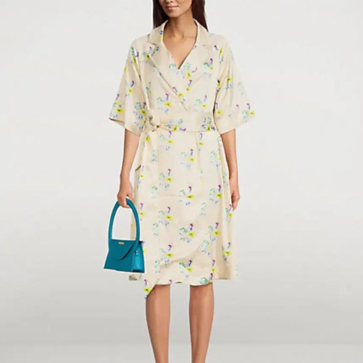 [BUNJANG] Ganni Pleated Floral Wrap Dress / GANNI 가니 주름 플로럴 랩 원피스 36