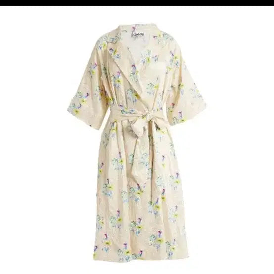 [BUNJANG] Ganni Pleated Floral Wrap Dress / GANNI 가니 주름 플로럴 랩 원피스 36