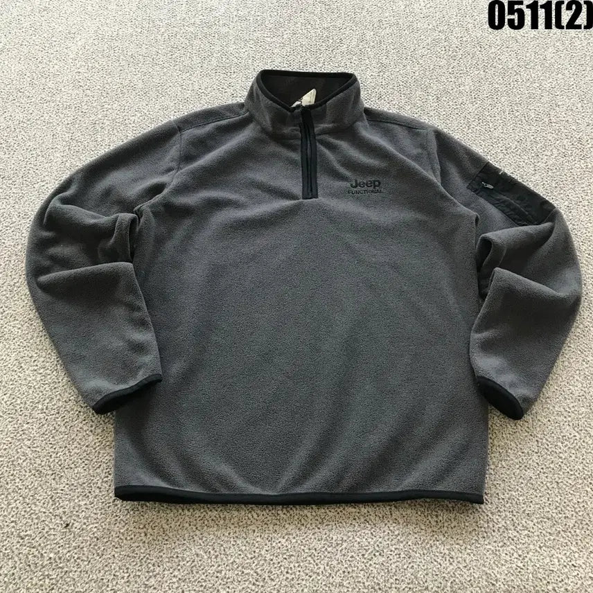 [BUNJANG] Jeep Pullover Fleece Sweatshirt - Grey (M) / Jeep 지프 기모 풀오버 그레이 m