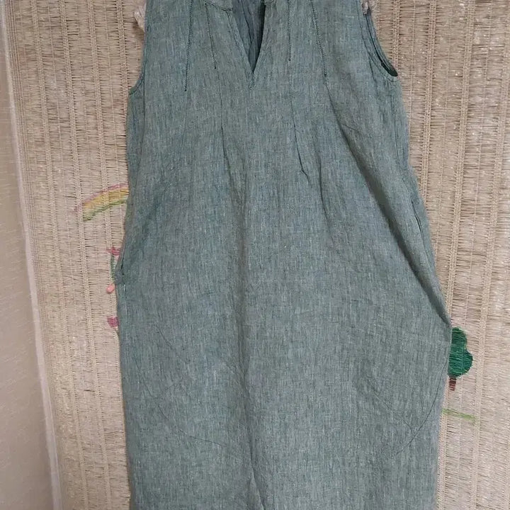 [BUNJANG] Linen Sleeveless Maxi Dress - Green / 새제품)린넨 민소매 원피스 그린