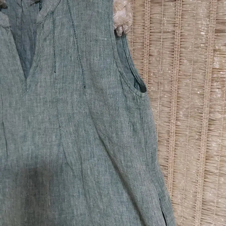 [BUNJANG] Linen Sleeveless Maxi Dress - Green / 새제품)린넨 민소매 원피스 그린