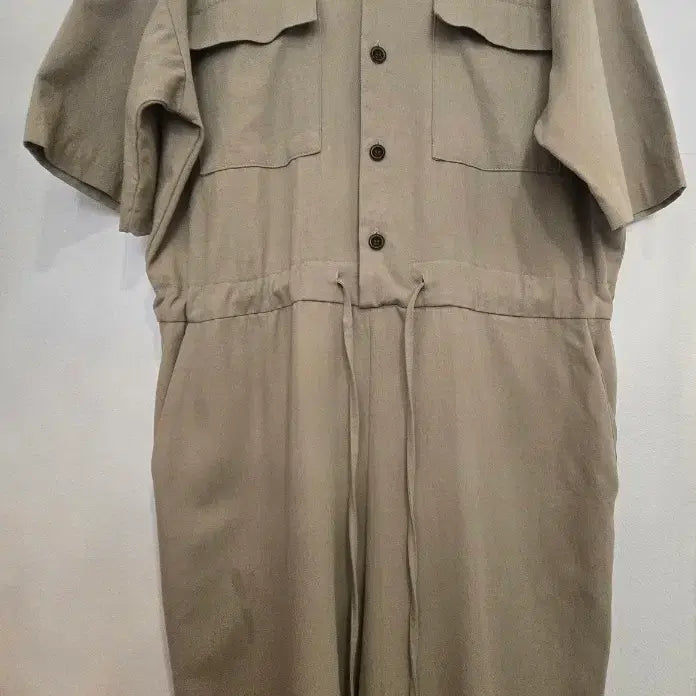 [BUNJANG] Beige Short-Sleeve Jumpsuit / 빅사이즈 베이지색 반팔 점프수트