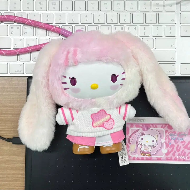 [BUNJANG] Sanrio Miniso Popstar Kitty Fancy Kibubu Keyring Plush Doll / 산리오 미니소 팝스타 키티 팬시 키부부 키링 인형