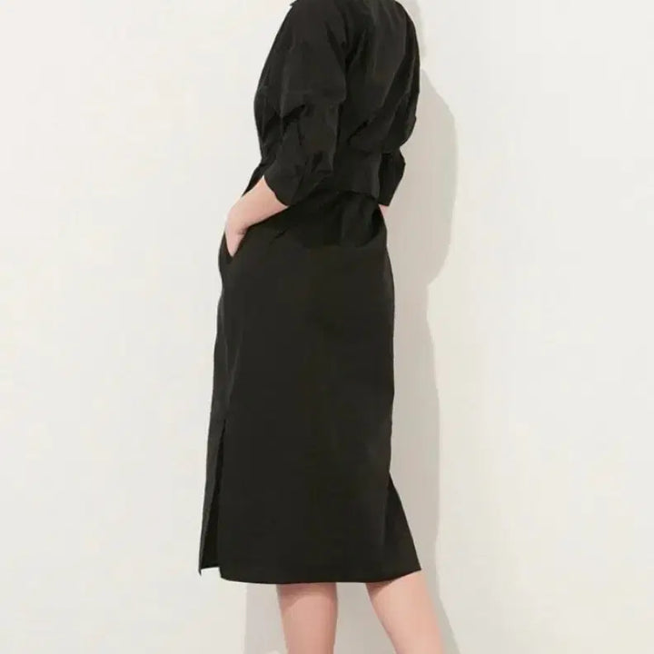 [BUNJANG] TIME 23 Krinkle Open Collar Belted Dress / 23 TIME 타임 크링클 오픈 칼라 벨티드 드레스 55