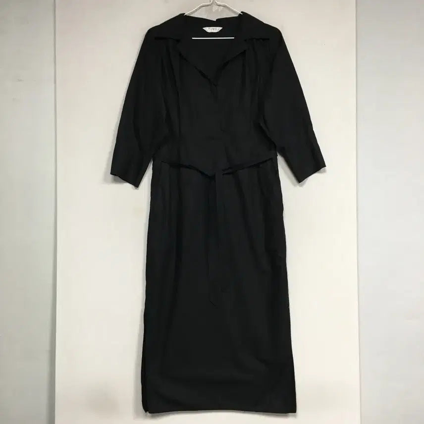 [BUNJANG] TIME 23 Krinkle Open Collar Belted Dress / 23 TIME 타임 크링클 오픈 칼라 벨티드 드레스 55