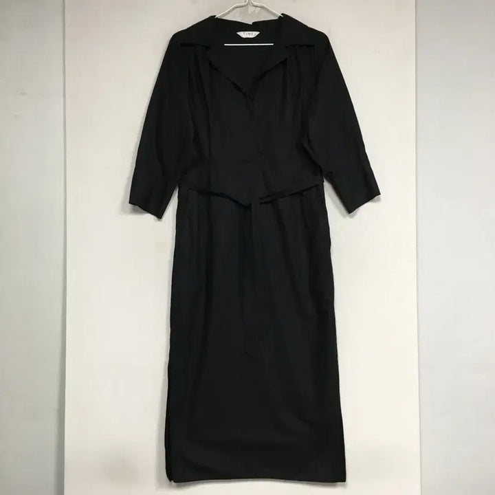 [BUNJANG] TIME 23 Krinkle Open Collar Belted Dress / 23 TIME 타임 크링클 오픈 칼라 벨티드 드레스 55