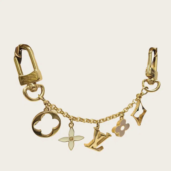 [BUNJANG] Louis Vuitton Gold Metal Fleurs de Monogram Bag Charm Chain / 루이비통 골드 메탈 플뢰르 드 모노그램 백 참 체인