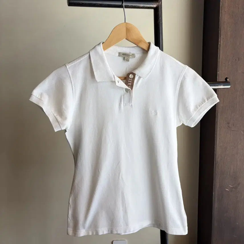 [BUNJANG] Burberry White Short Sleeve Polo T-Shirt / 16917 - 버버리 화이트 반팔 카라티