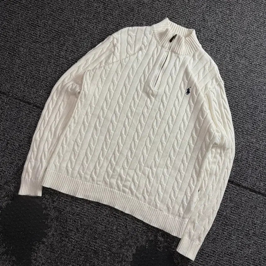[BUNJANG] Polo Ralph Lauren Cable Knit Half-Zip Sweater / 폴로 랄프로렌 케이블 반집업 니트 4428