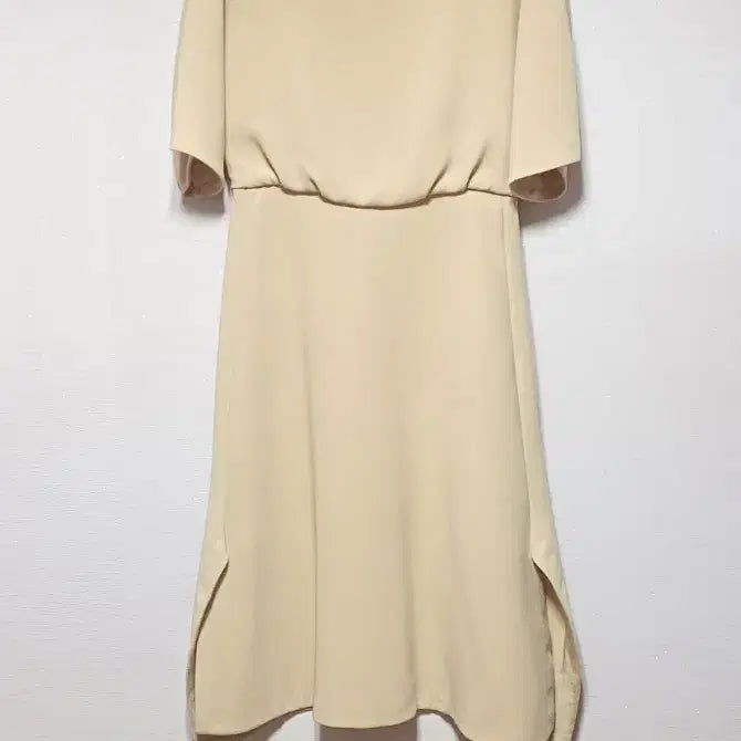 [BUNJANG] Time Collection Beige Half-Sleeve Midi Dress Size 66 / 한섬 타임 베이지 하프슬리브원피스 66
