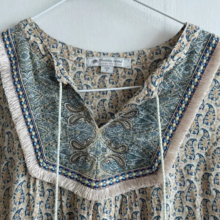 [BUNJANG] Thursday Island Jacquard Tape Border Mix Dress / 써브데이아일랜드 자가드테이프 보더믹스 원피스