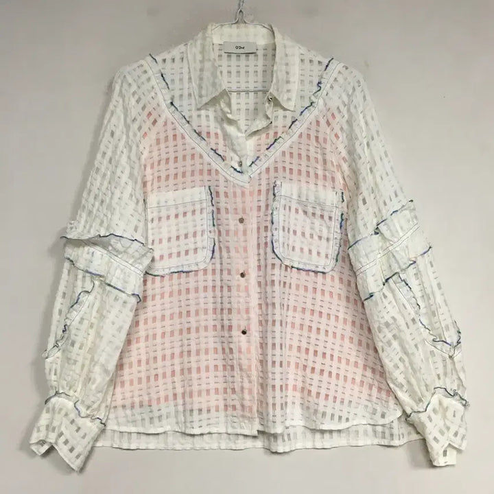 [BUNJANG] Ozsécon Check Frill Blouse / 오즈세컨 체크 프릴 블라우스