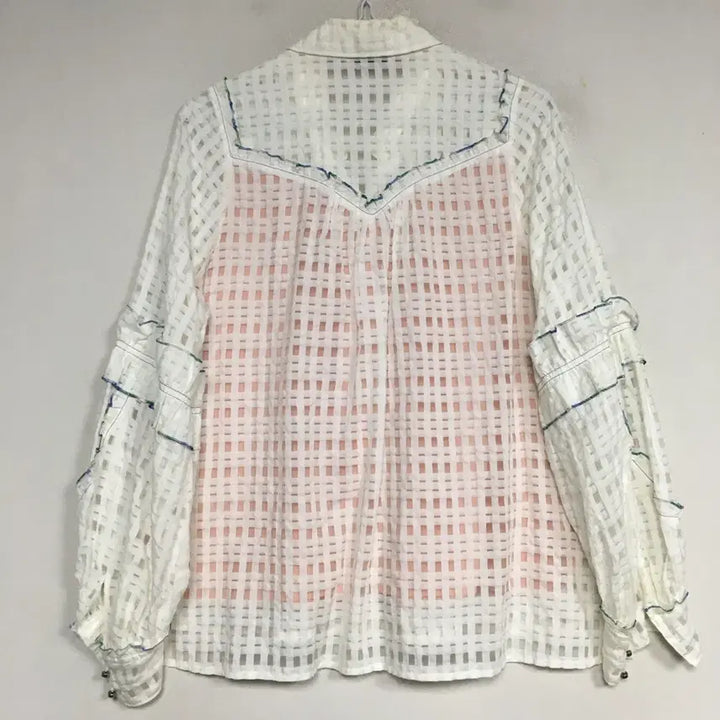 [BUNJANG] Ozsécon Check Frill Blouse / 오즈세컨 체크 프릴 블라우스