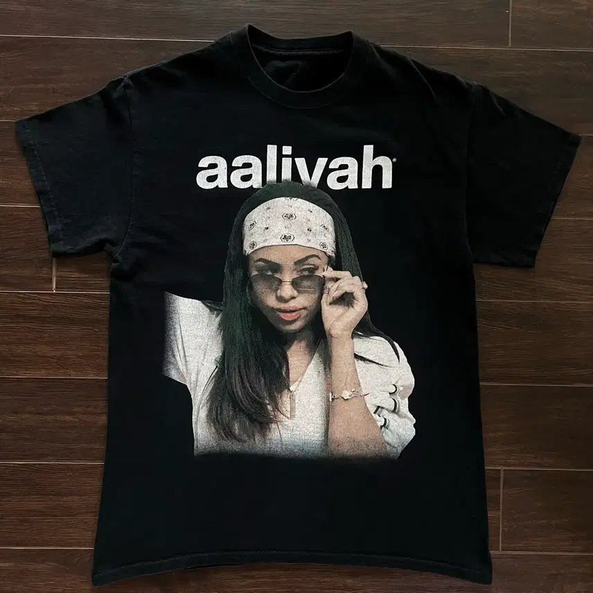 [BUNJANG] Vintage Aliya Hip Hop T-Shirt / [M추정] 미국 빈티지 알리야 힙합 티셔츠