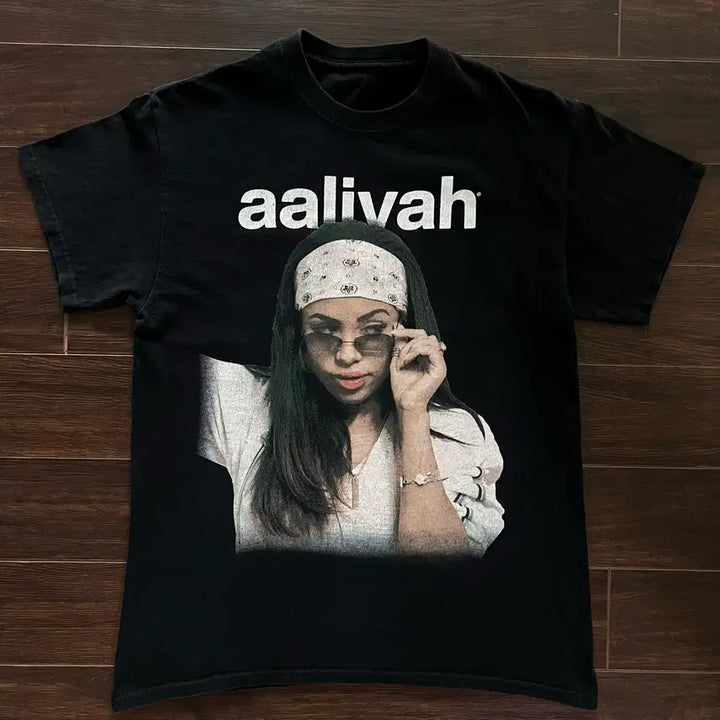[BUNJANG] Vintage Aliya Hip Hop T-Shirt / [M추정] 미국 빈티지 알리야 힙합 티셔츠