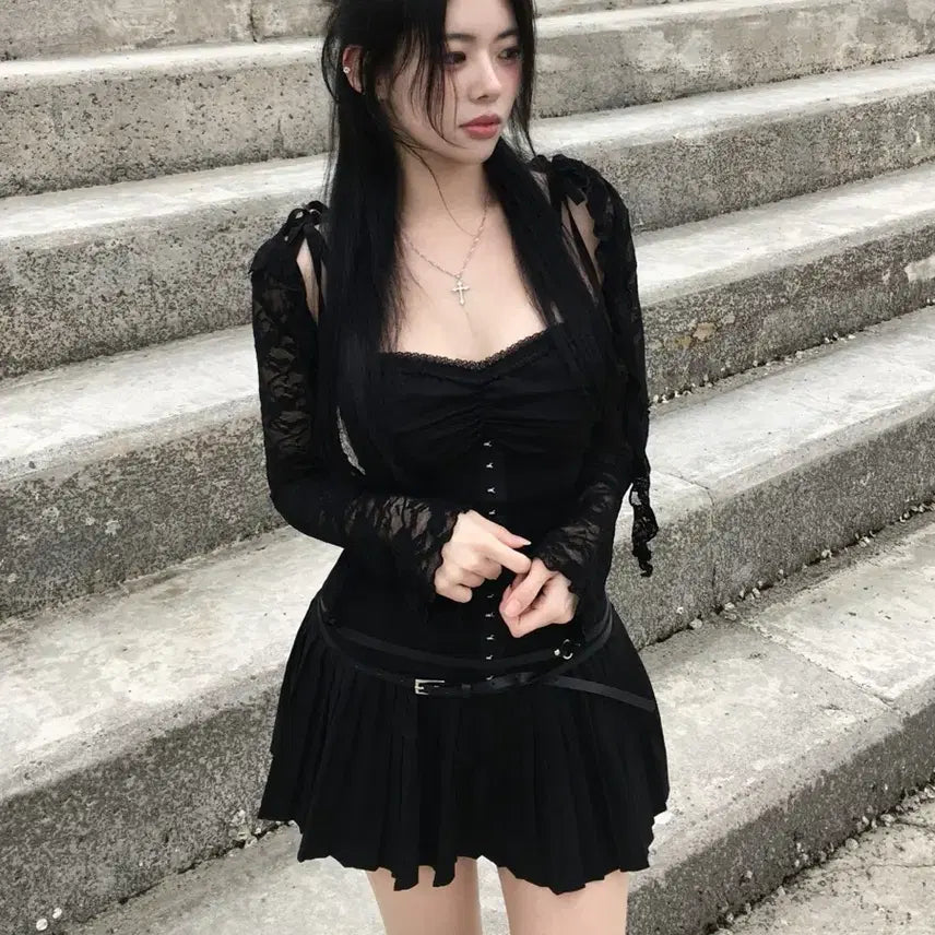 [BUNJANG] XERIF Corset Pleated Dress / XERIF 세리프 스판 코르셋 플리츠 원피스