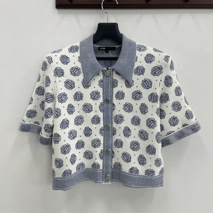 [BUNJANG] Maje 24SS Monogram Jacquard Cardigan / 마쥬 24ss 모노그램 자카드 가디건