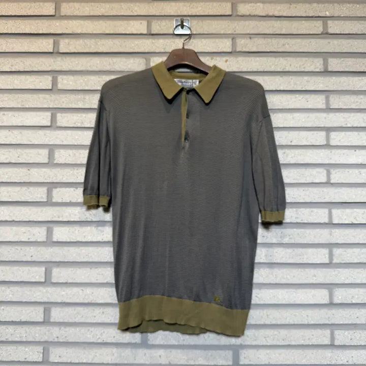 [BUNJANG] Burberry PK Collar Stripe Short Sleeve Polo Shirt / 버버리 PK카라 스트라이프 반팔