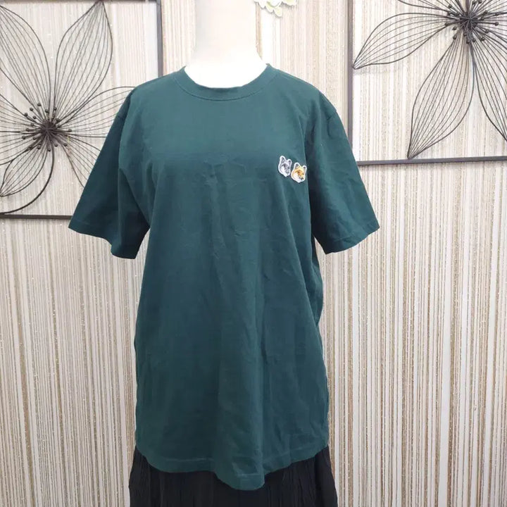 [BUNJANG] Fox Embroidered Short-Sleeve T-Shirt Green / 폭스 반팔 티셔츠 그린색상 55-66 free