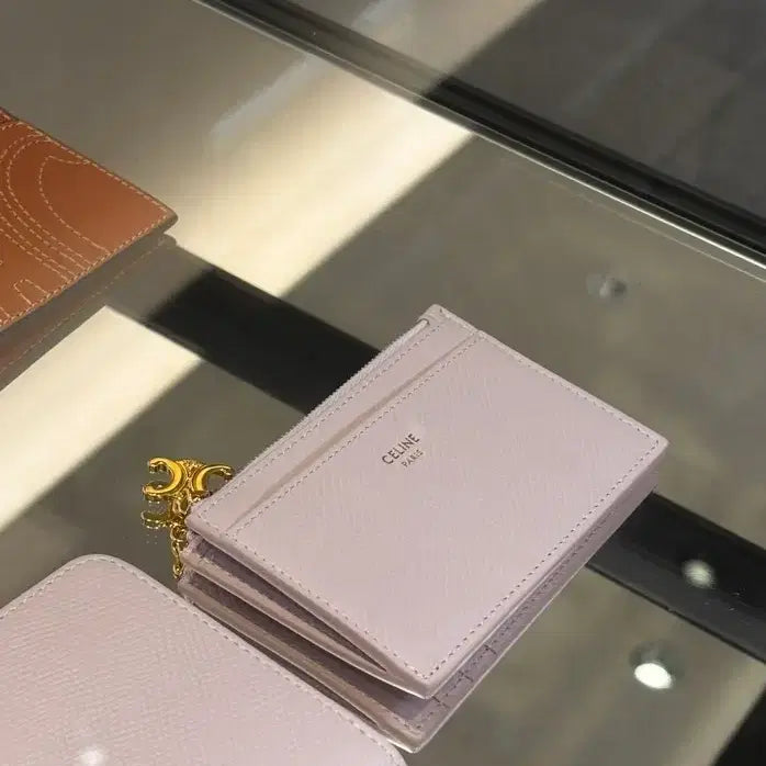 [BUNJANG] Celine Triomphe Charm Card Holder Light Pink / 셀린느 카드지갑 라이트 핑크 트리옹프 참