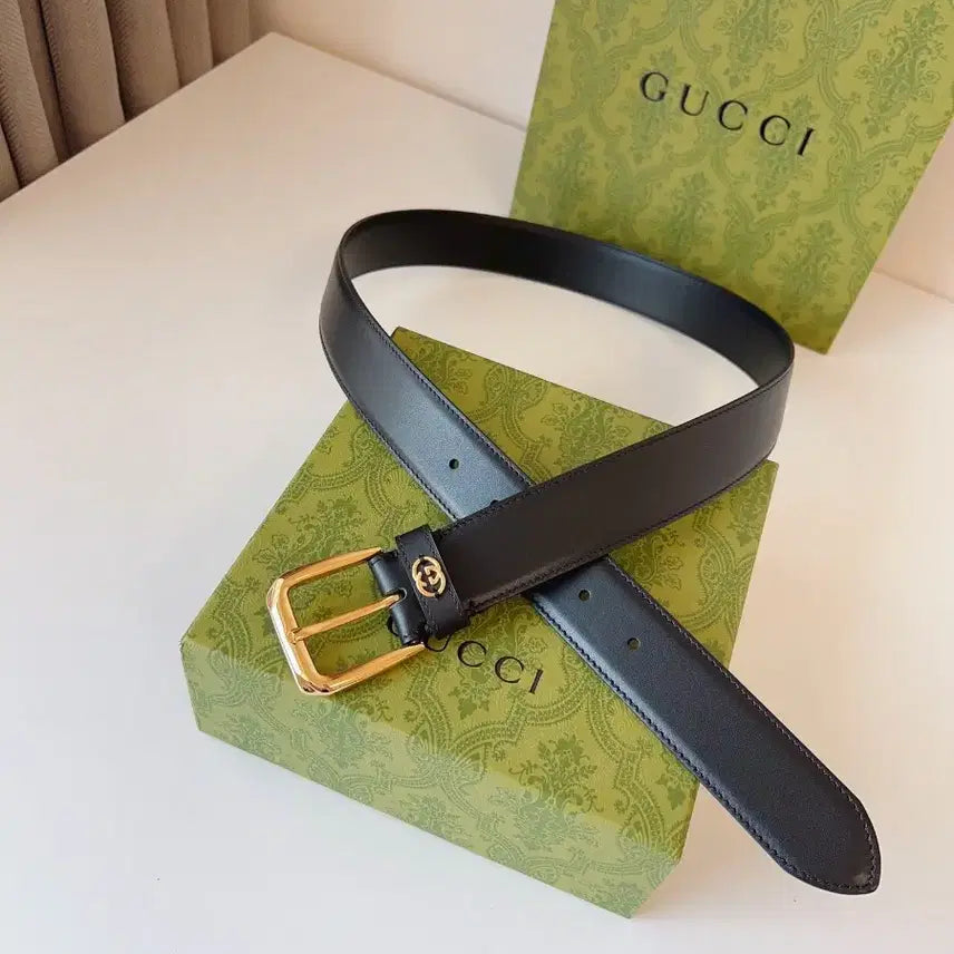 [BUNJANG] Gucci Black Leather Belt 3.5cm / 구찌 블랙 가죽 벨트 3.5cm