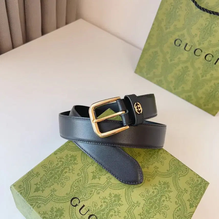 [BUNJANG] Gucci Black Leather Belt 3.5cm / 구찌 블랙 가죽 벨트 3.5cm