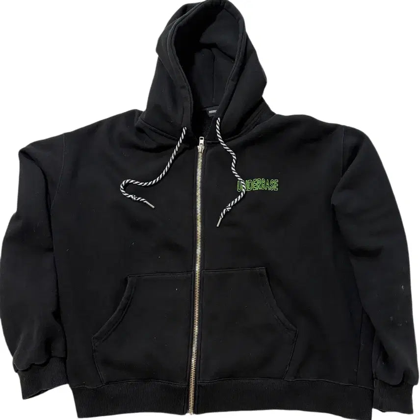 [BUNJANG] UNDERBASE Black Hoodie Zip-Up / UNDERBASE 블랙 후드 집업