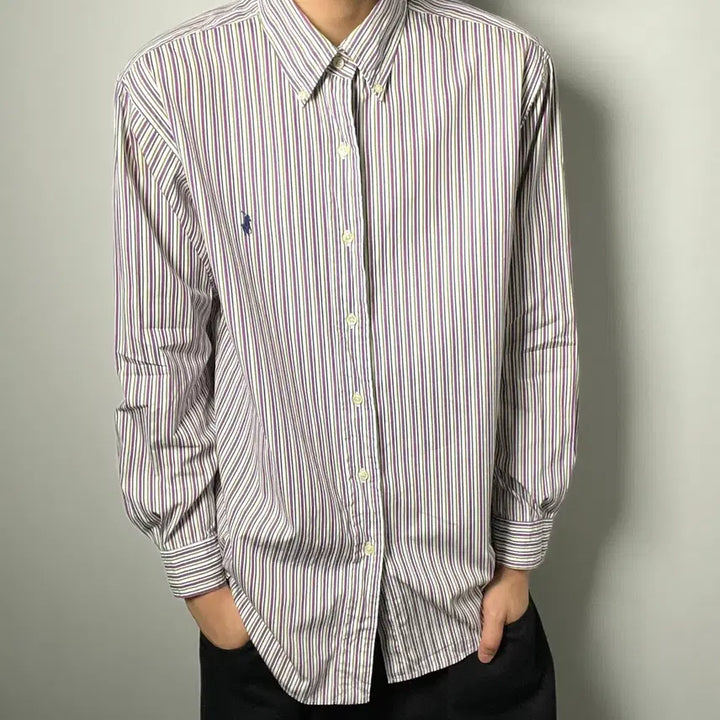 [BUNJANG] Polo Ralph Lauren Multicolor Stripe Button-Down Shirt / 폴로 랄프로렌 멀티 컬러 스트라이프 버튼 다운 셔츠