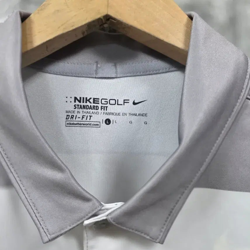 [BUNJANG] Nike Golf Stripe Short Sleeve Polo Shirt - Gray, Size 100 / 나이키 골프 스트라이프 반팔 폴로티 그레이  사이즈 100