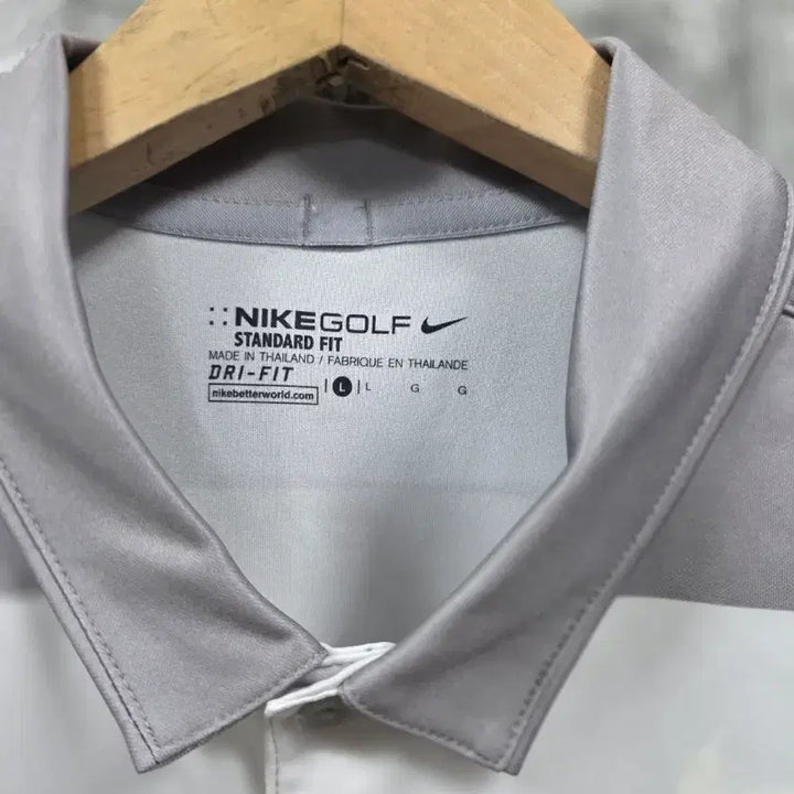 [BUNJANG] Nike Golf Stripe Short Sleeve Polo Shirt - Gray, Size 100 / 나이키 골프 스트라이프 반팔 폴로티 그레이  사이즈 100